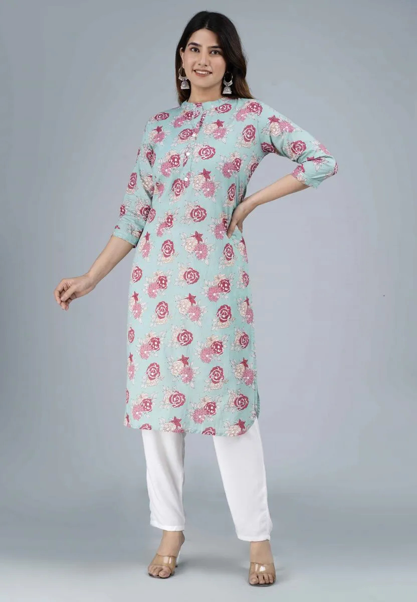 Cotton Floral Printed Kurti for Women