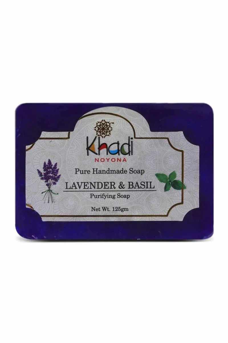 Noyona Khadi Pure Handmade Lavender And Basil Soap - 120g + 5g