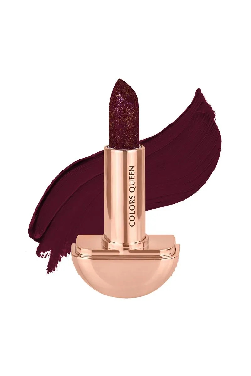 Colors Queen Rockstar Glitter Matte Lipstick with hint of Shimmer - 3gm (Royal Maroon)