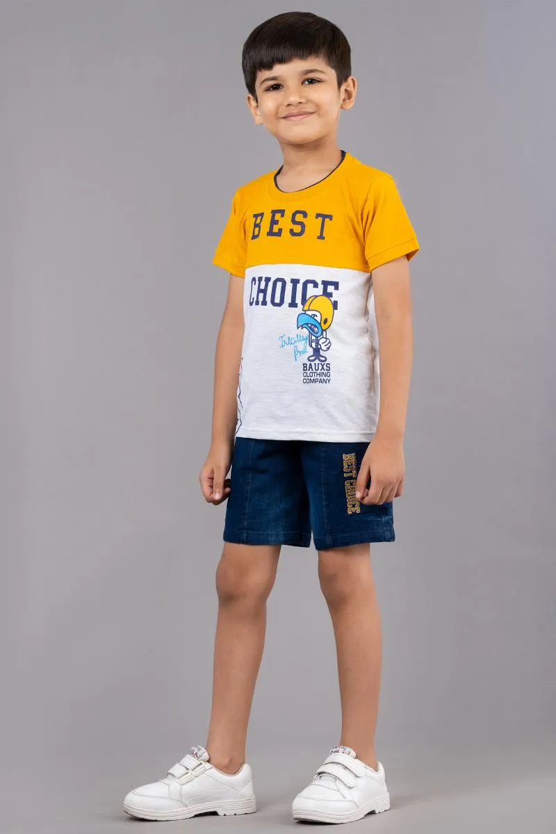 Printed T-shirt with Shorts Set for Boy (2-Pcs Set)