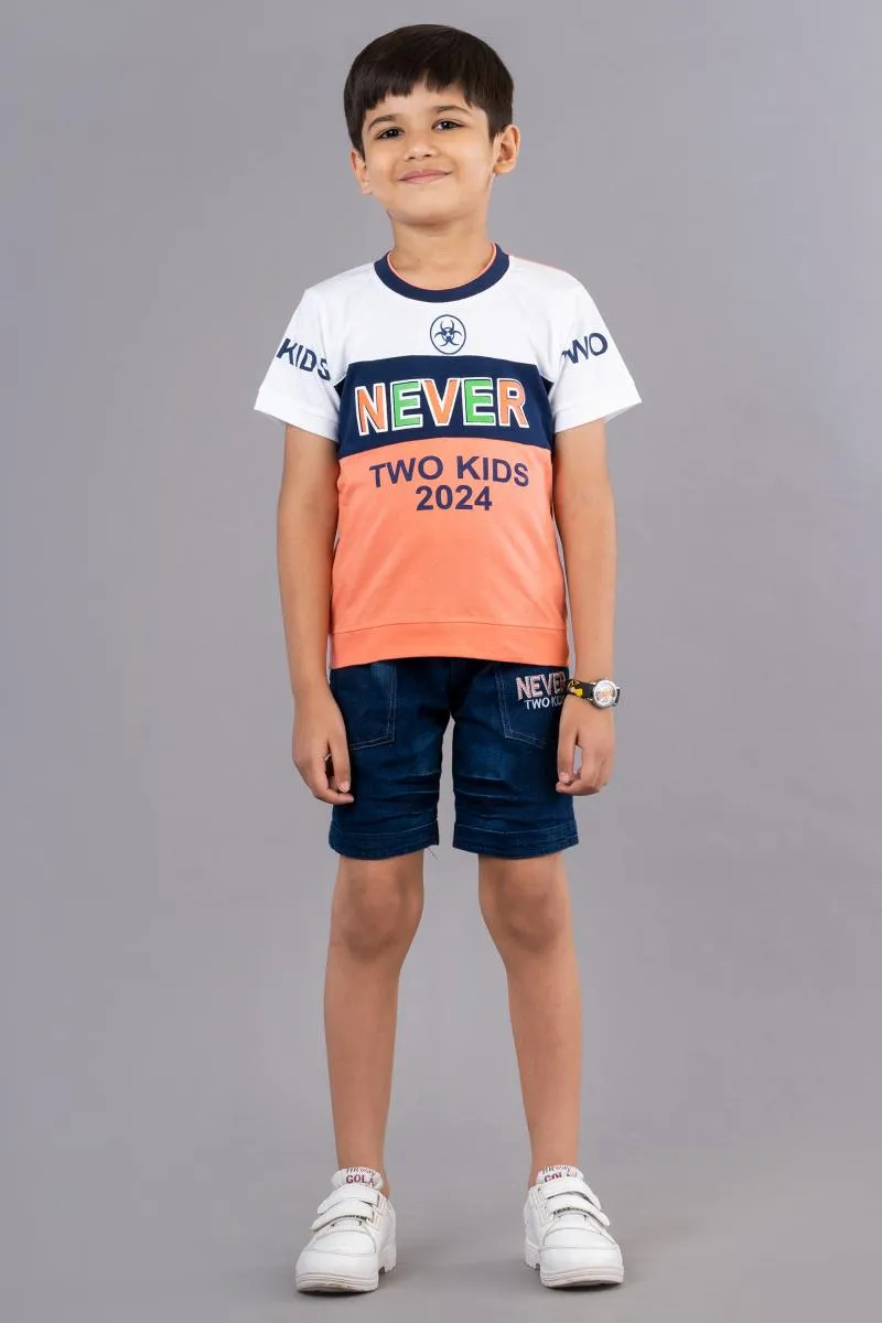 Boy's Printed T-shirt with Shorts Set (2-Pcs Set)