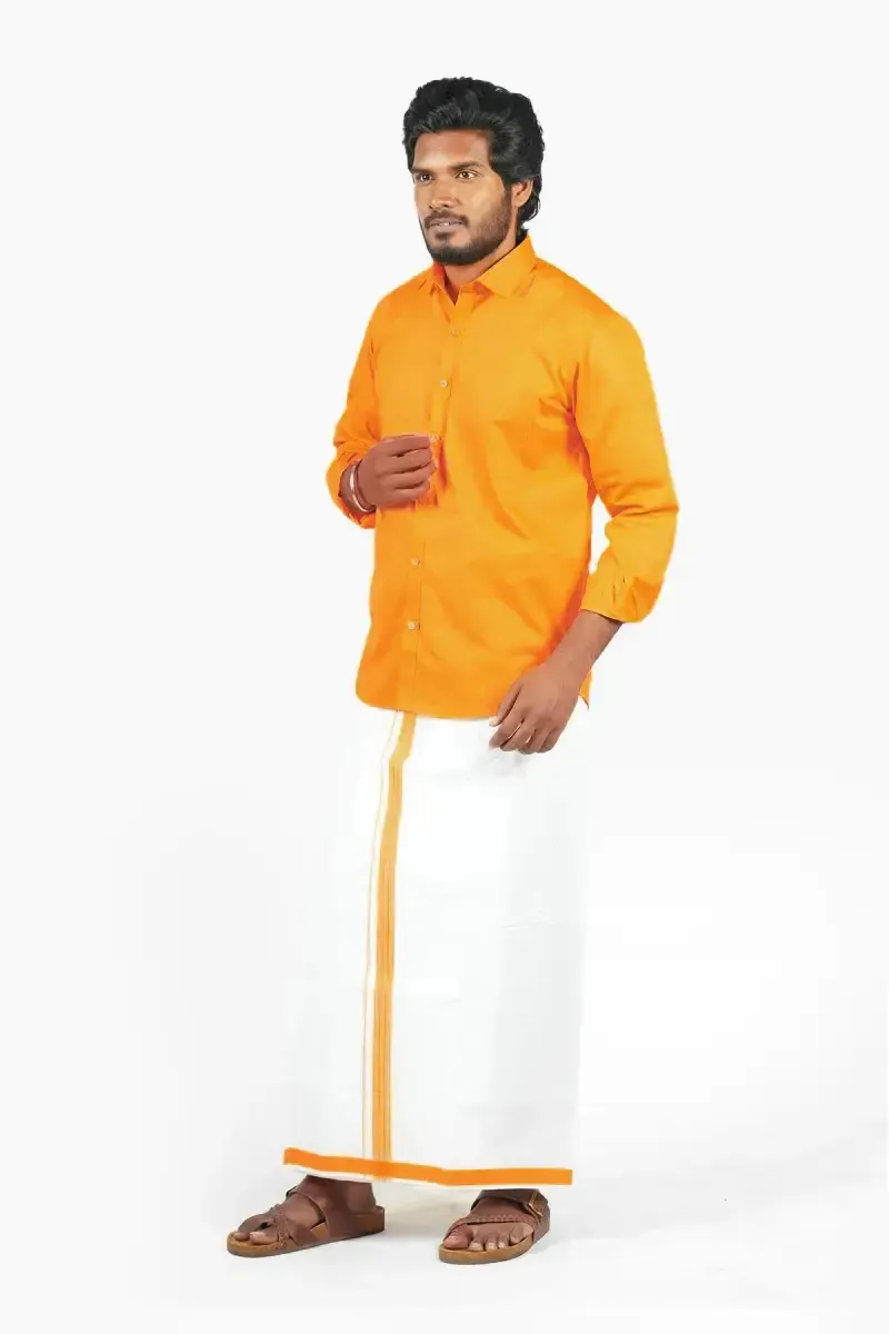 Men's Cotton Shirt with Dhoti Set (2-Pcs Set)