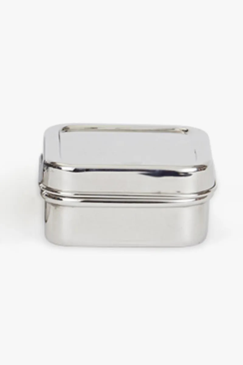 Zion Stainless Steel Royal Plain Square Lunch Box - 275 ML