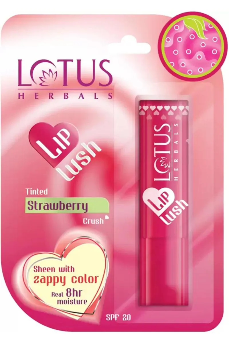 Lotus Herbals Lip Lush Tinted Lip Balm With SPF 20 (Strawberry)