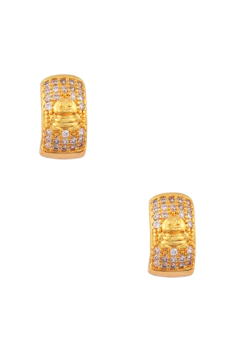 Gold CZ Hinged Hoop Earrings for Women