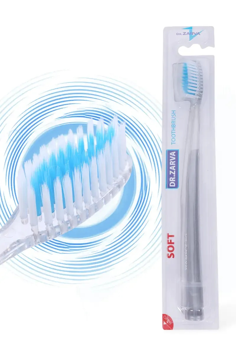 DR.ZARVA Soft Bristles Tooth Brush (Grey) - Pack of 1