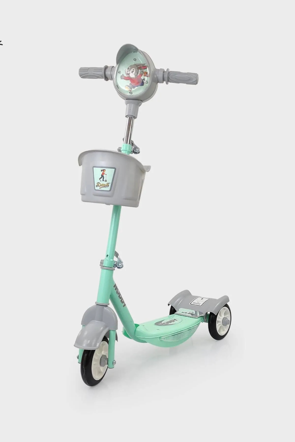 Kids Scooter with Storage Basket (Green) - Pack of 1
