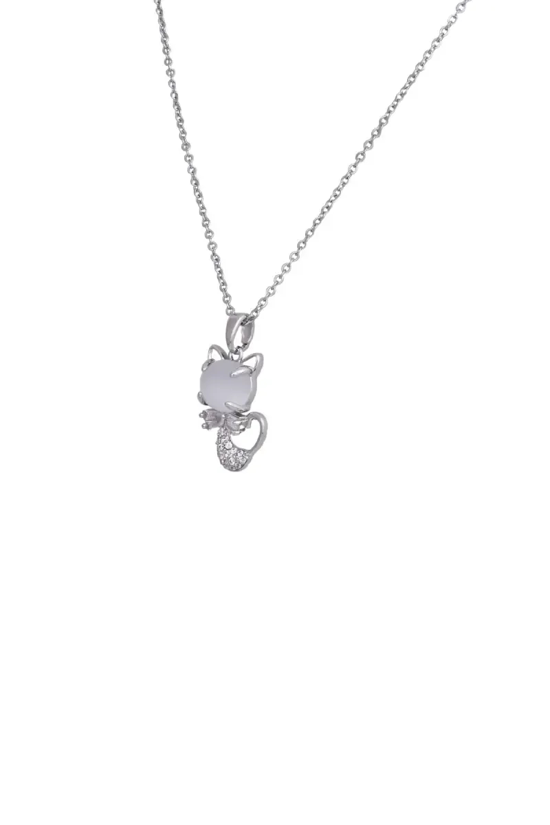 Cubic Zirconia Cat Shape Pendant Chain for Women