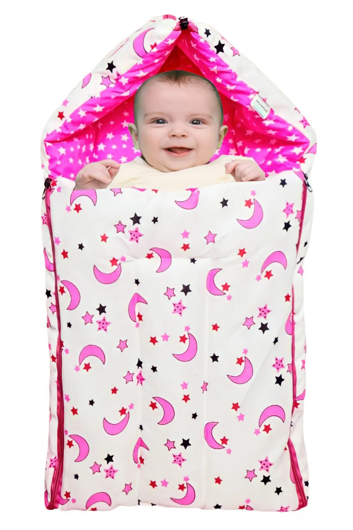 Baby Cotton Printed Sleeping Bag with Zip - Pack Of 1 (Pink)