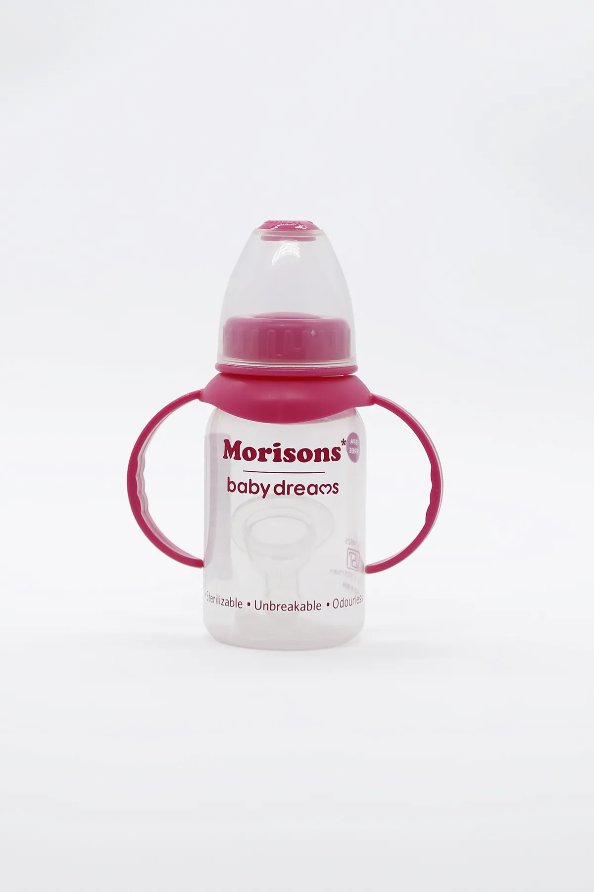 Morisons Feeding Bottle with Handle (Pink) - 125 ml