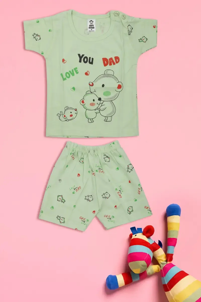 Printed T-shirt with Shorts Set for Just Born (2-Pcs Set)