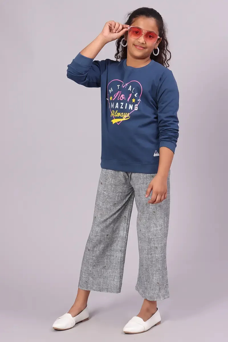 Cotton Typographic Printed T-Shirt for Girl (10- 16 Yrs)