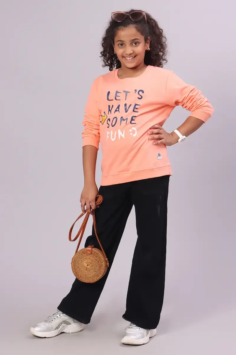 Cotton Typographic Printed T-Shirt for Girl (10- 16 Yrs)