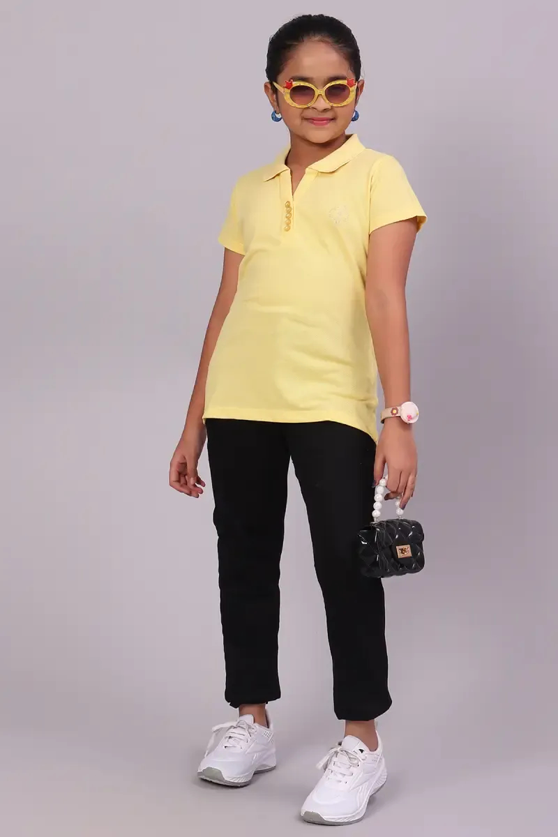 Cotton Solid Polo T-Shirt for Girl (3-16 Yrs)