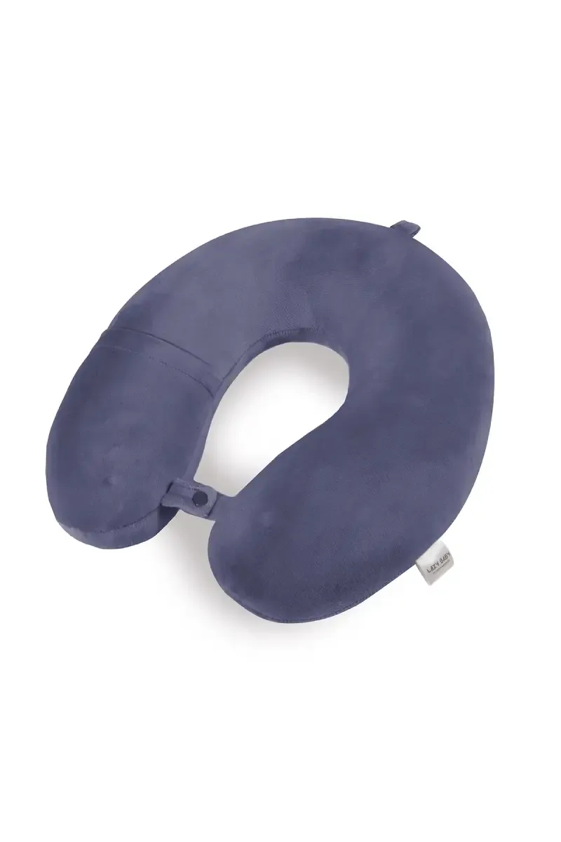 Cotton Polyester Fibre Hook & Loop Neck Baby Pillow (Grey)