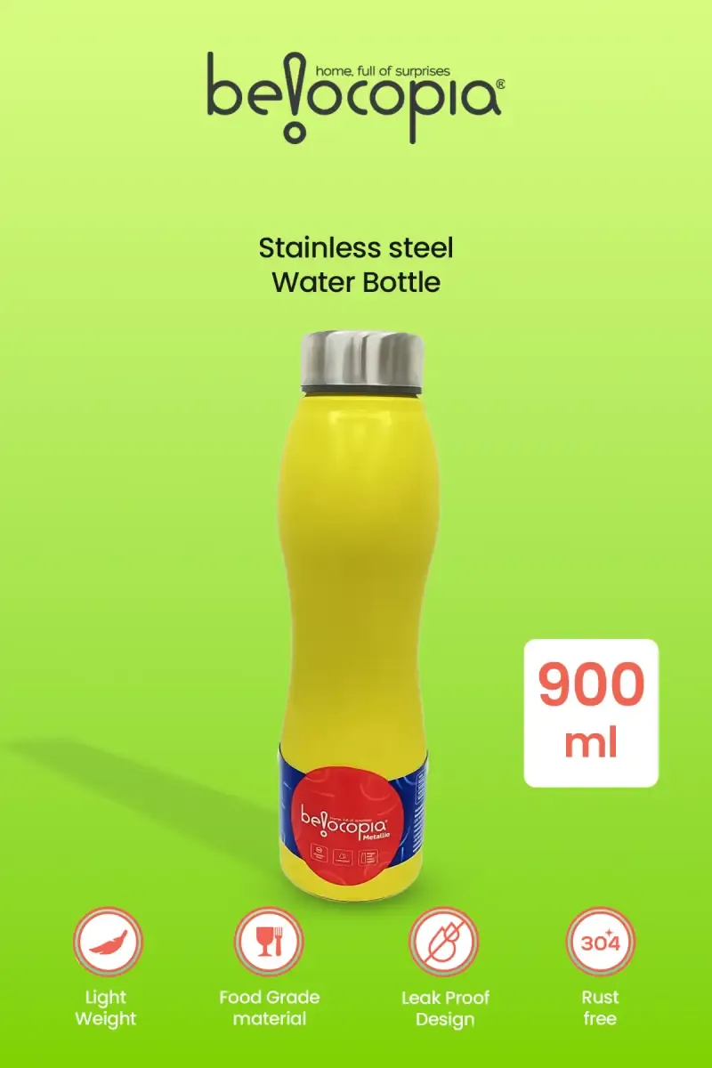 Belocopia Stainless Steel Metallio Curvy Water Bottle - 900ml