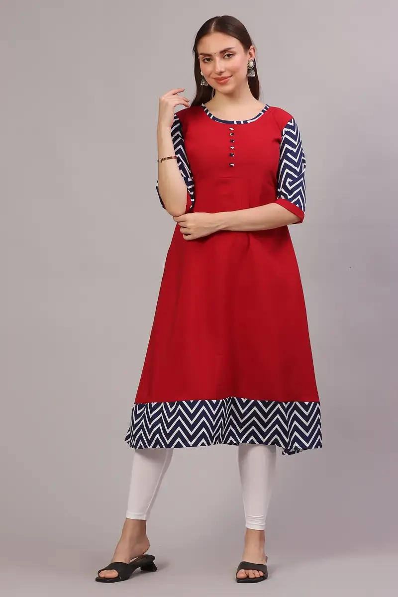 Polyester Chevron Printed Kurti for Women 