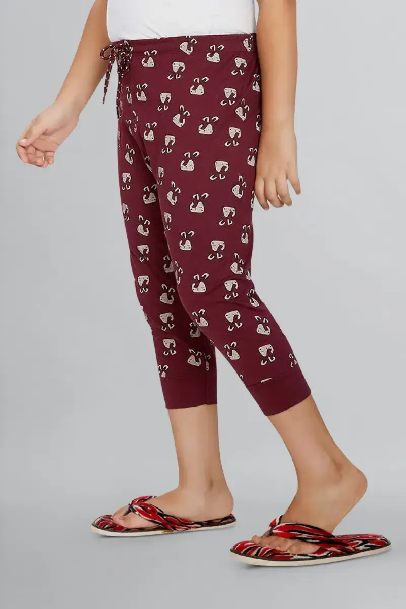 Girl's Cotton Hosiery Printed Capri (2 - 14 Yrs)