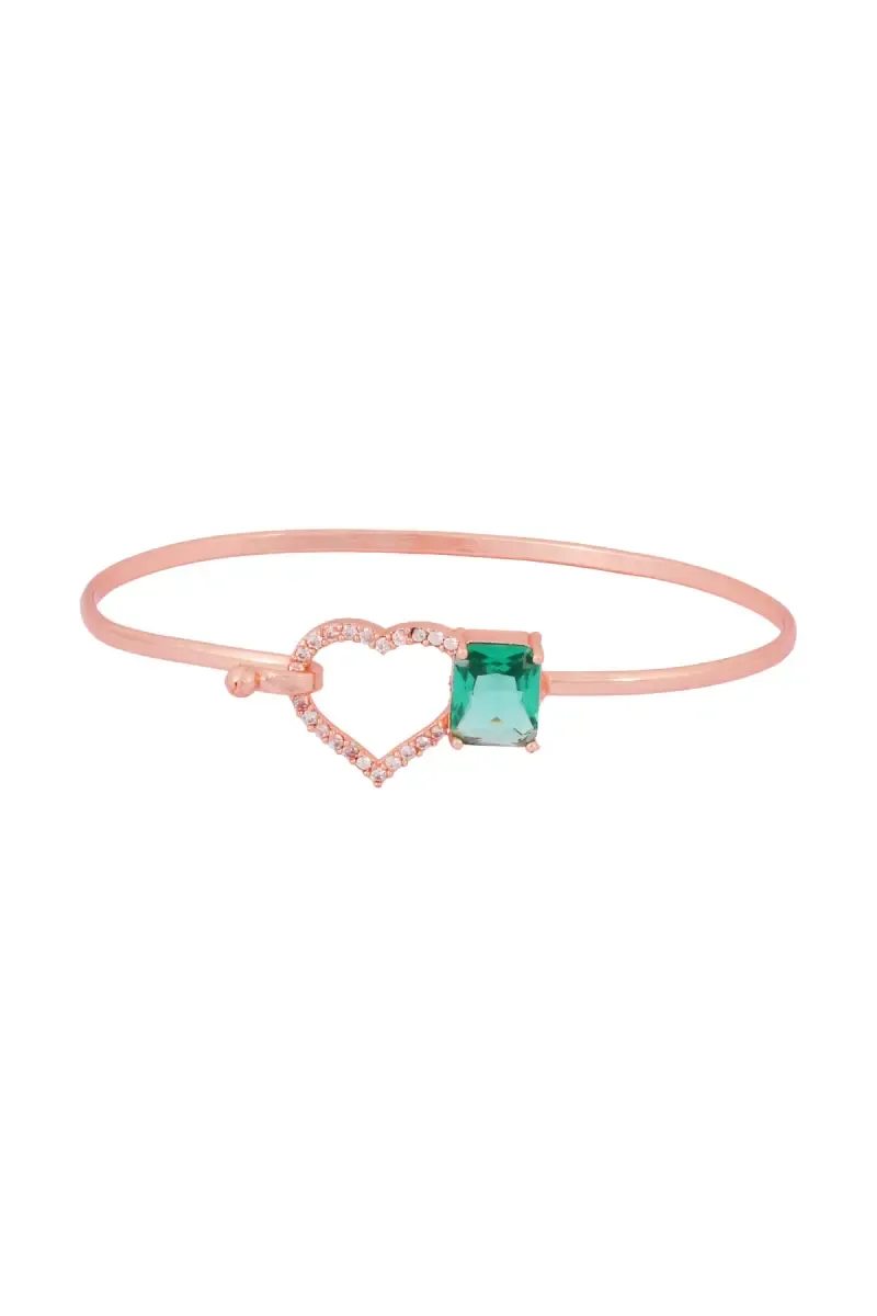 Rose Gold Heart Shape Cut Adjustable Bracelet for Girls & Women