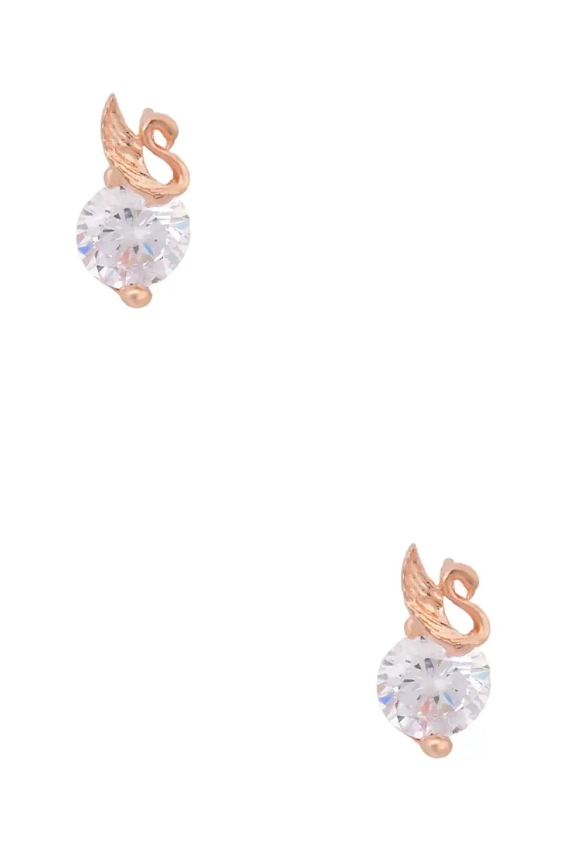 Rose Gold Swan Design Stud Earrings for Girls & Women