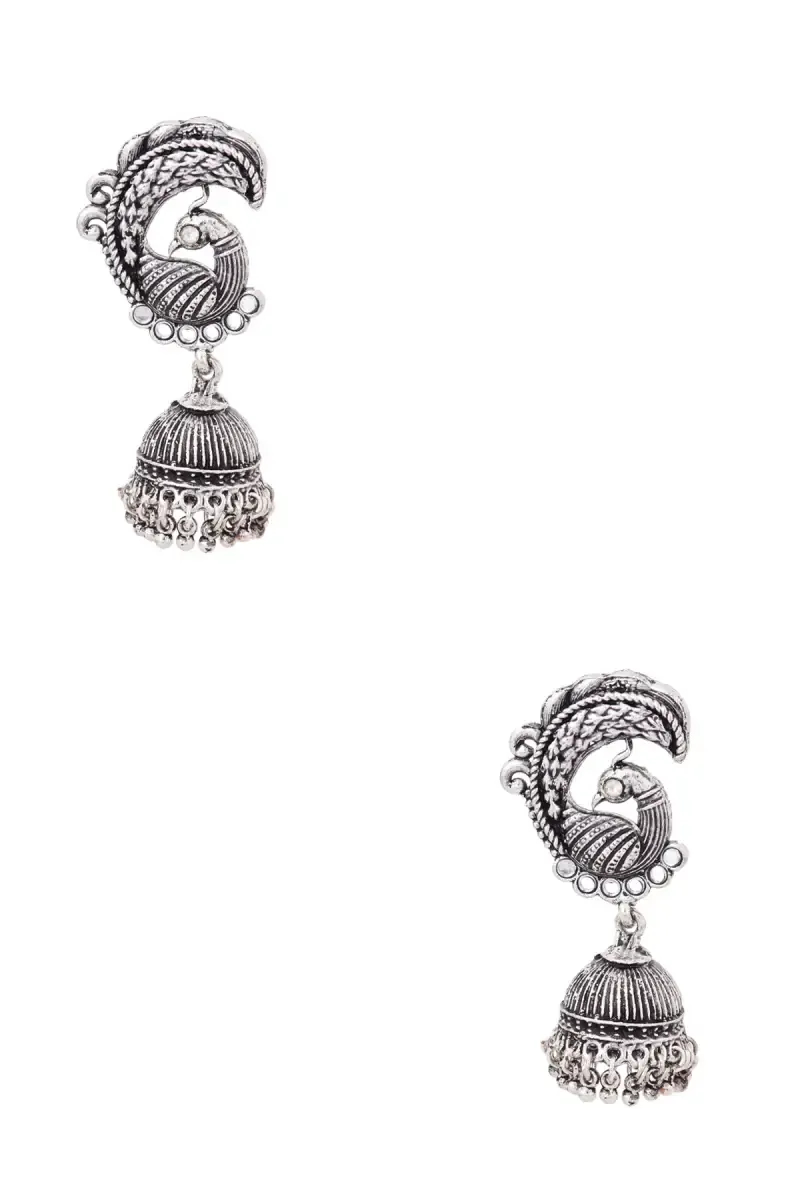 Peacock Design Ethnic Jhumki Earrings for Girls & Women