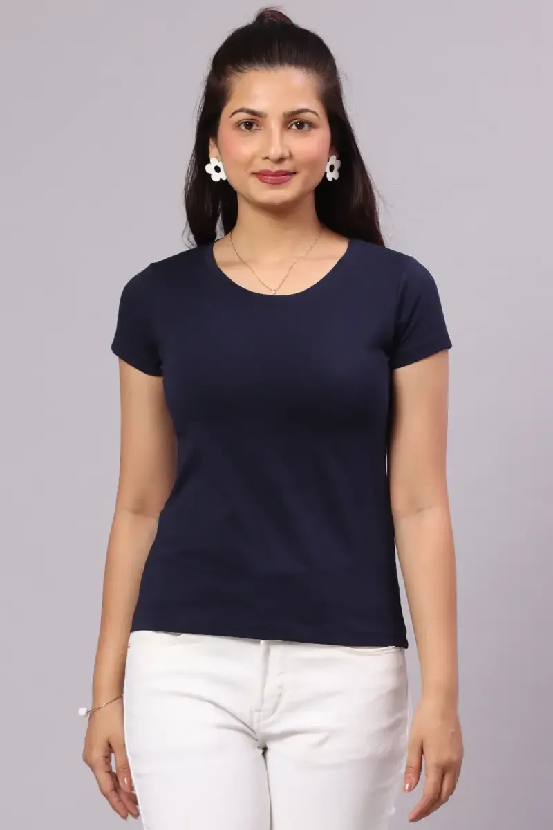 Cotton Solid T-Shirt for Women