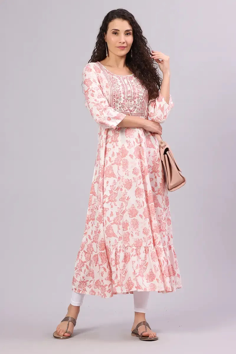 Cotton Printed Anarkali Kurti for Women 