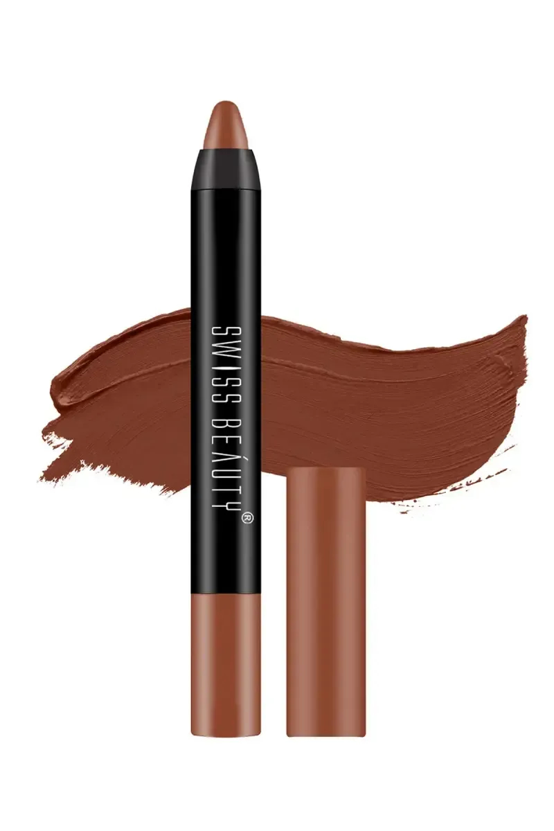 Swiss Beauty Stay On Matte Crayon Lipstick - 3gm (Shade 17, Bare)