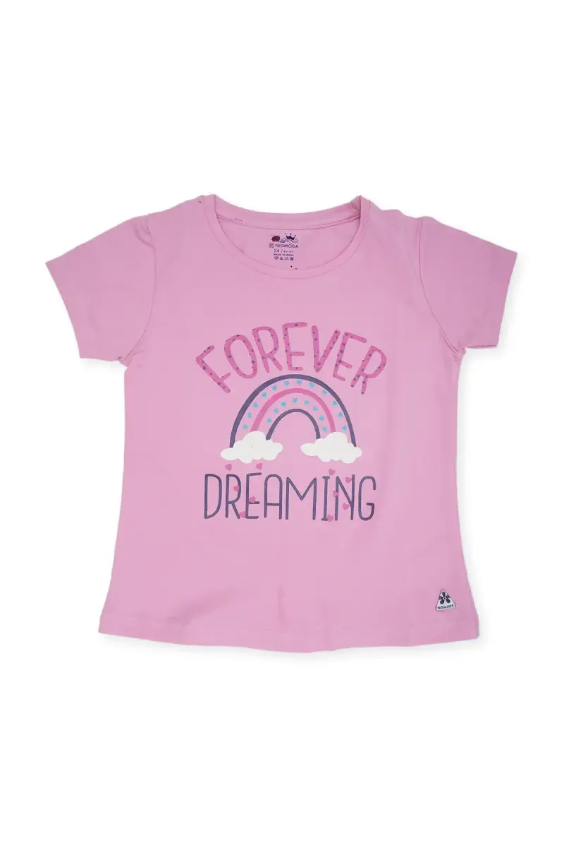  Girls Cotton Printed T-shirt