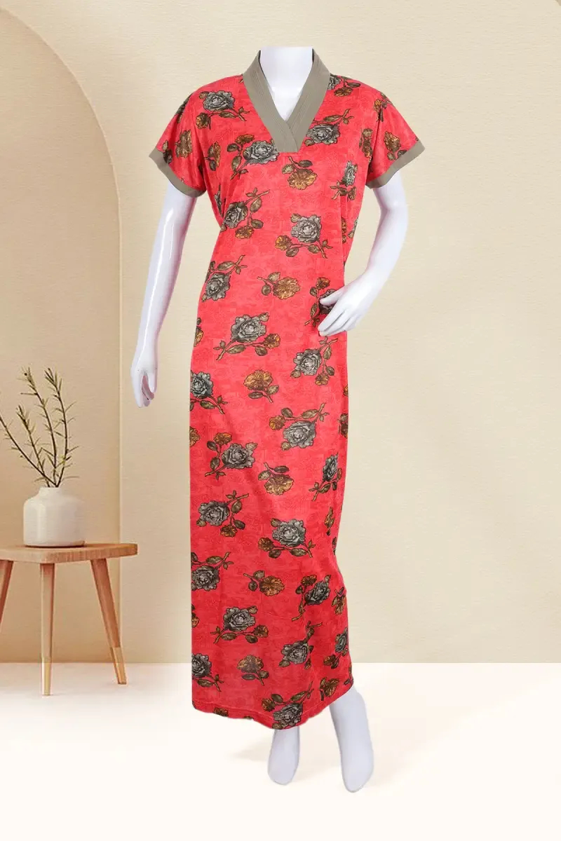 Polyester Floral Print Nighty for Women