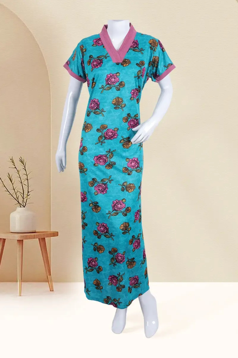Polyester Floral Print Nighty for Women