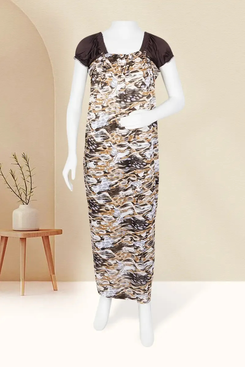 Polyester Abstract Printed Nighty for Women