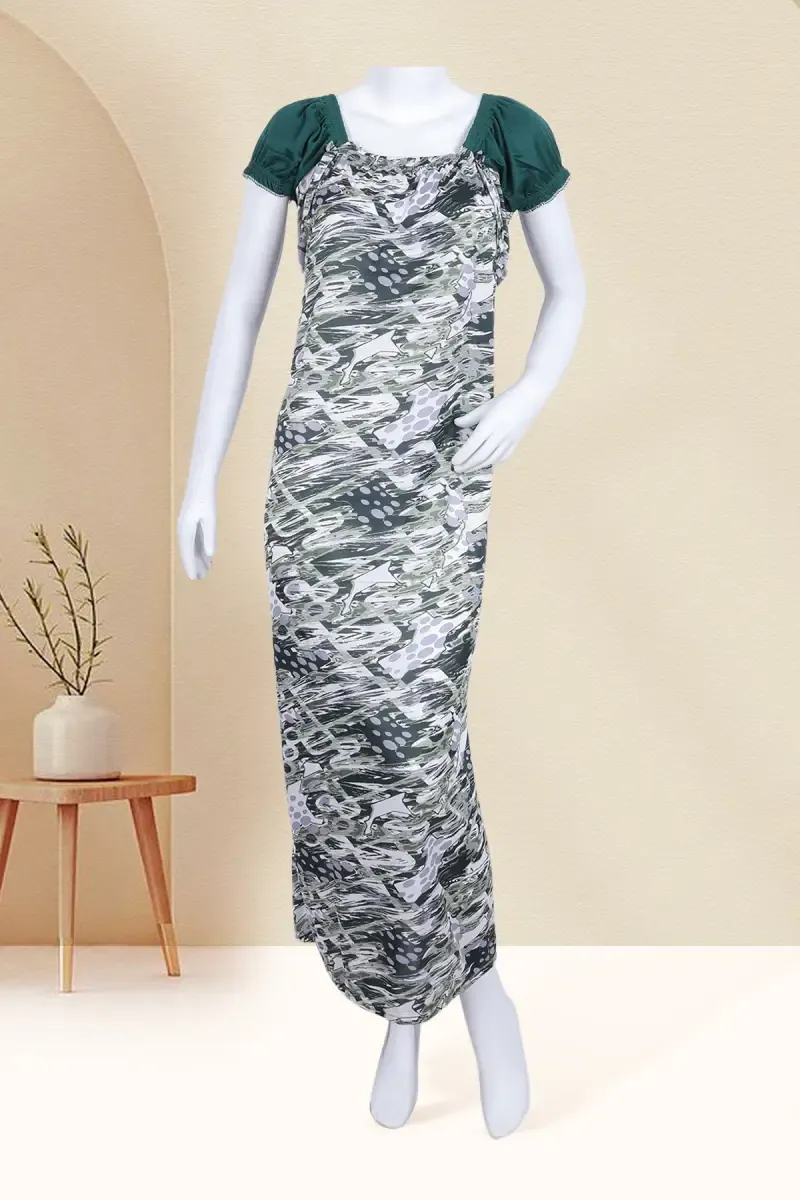 Polyester Abstract Printed Nighty for Women
