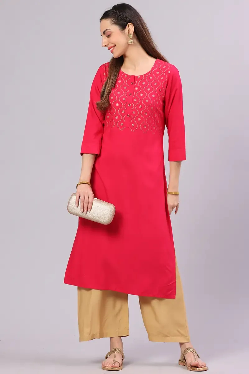 Cotton Blend Solid Kurta for Women 