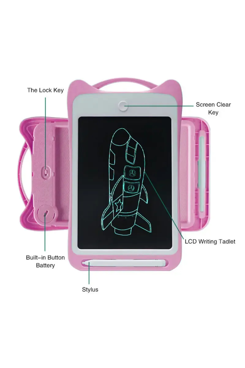Kids Drawing Writing LCD Premium Quality Tablet  8.5 Inch - Pink Pack of 1