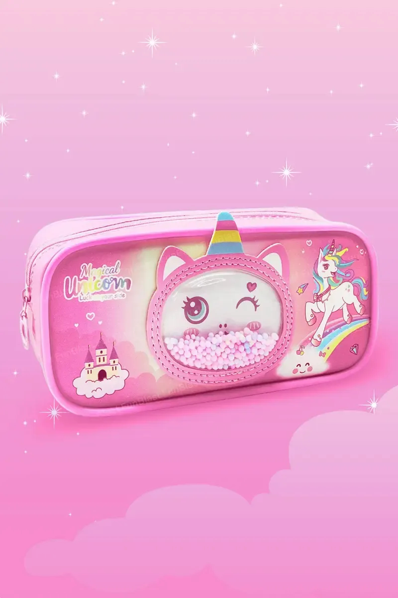 Unicorn Printed EVA Foam Pencil Case for Kids (Pink) - Pack of 1
