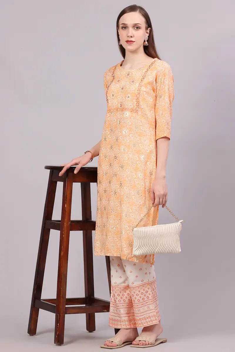 Cotton Printed Kurti with Pant Set for Women 