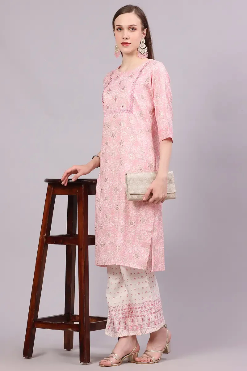 Cotton Printed Kurti with Pant Set for Women 
