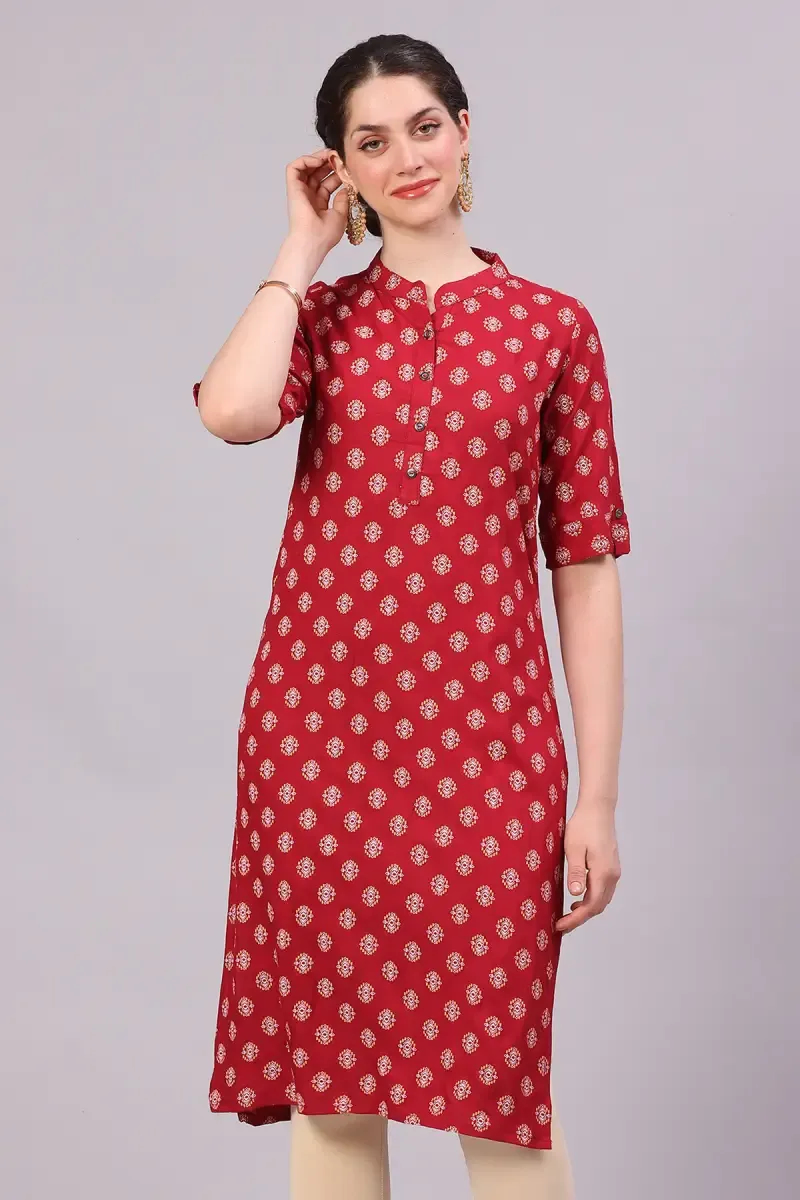 Cotton Blend Printed Kurti for Women 