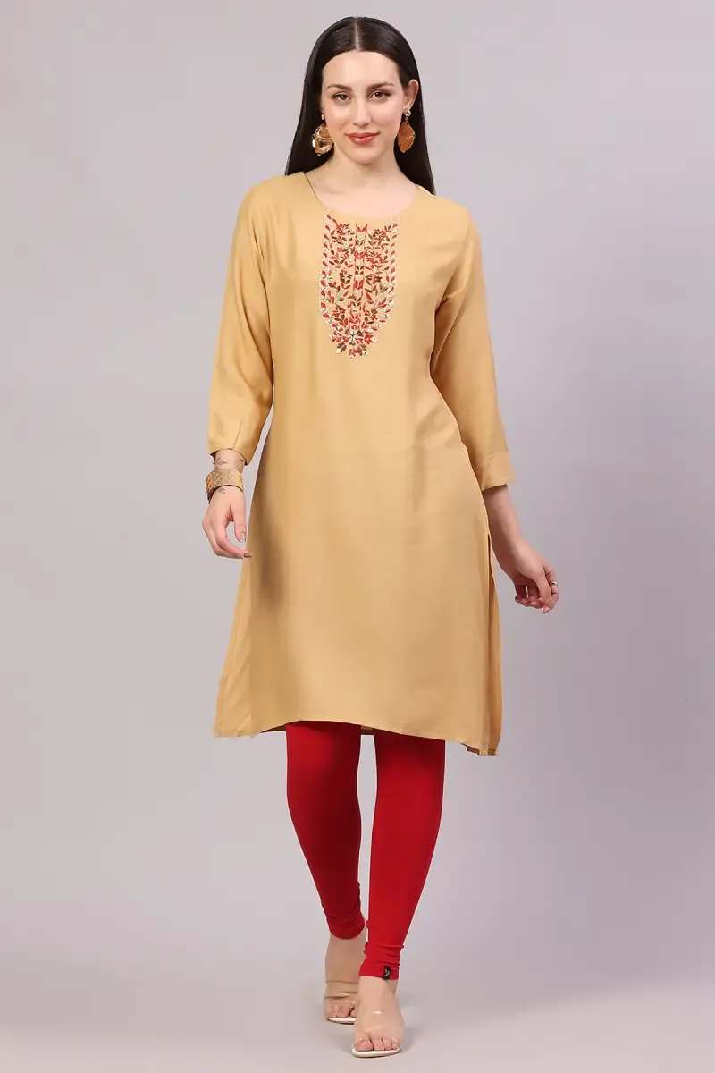 Rayon Embroidered Kurti for Women 