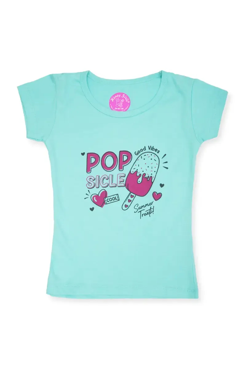 Cotton Blend Printed Casual T-Shirt for Girls