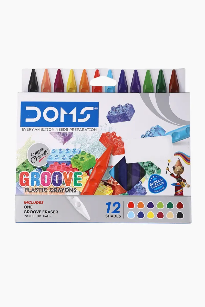 Doms Groove Plastic Crayons - 12 Shades 