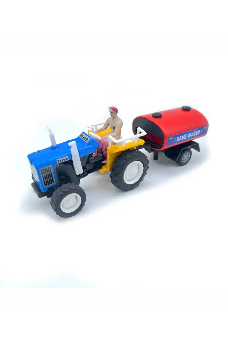 Tractor With Tanker Pull Back Toy - Multicolor