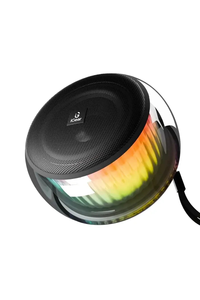 iGear Buzzy 10 W Portable Bluetooth Speaker with 360° RGB Lights, 4 Hrs Playtime (Black)