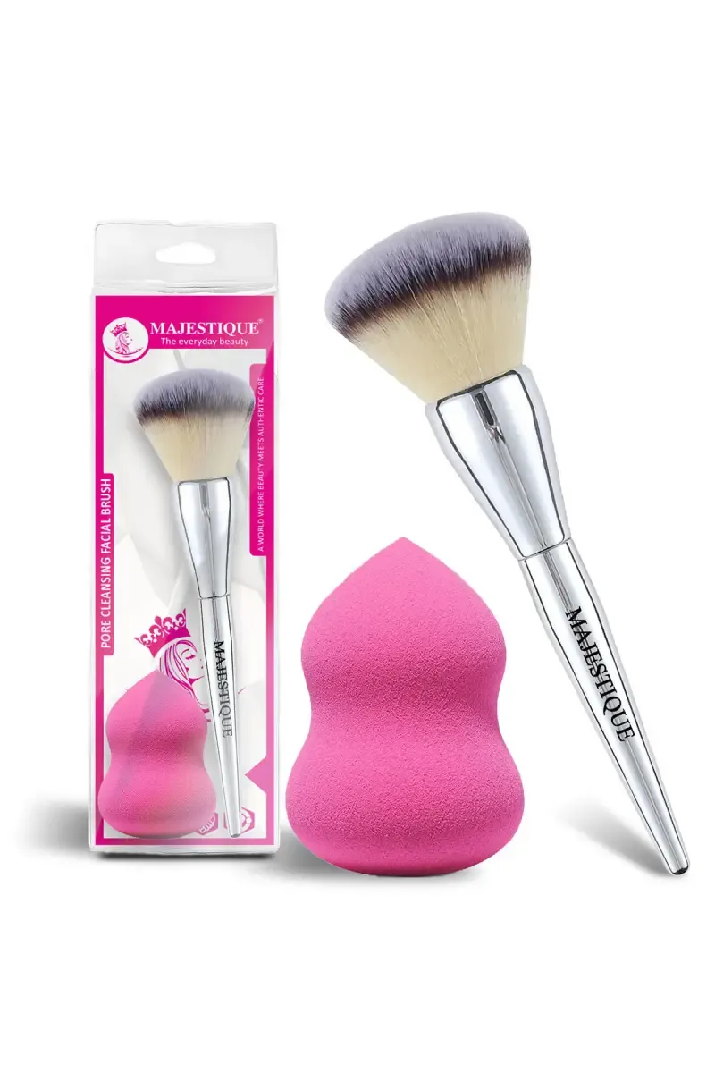 Foundation Brush with Blender Sponge (Multicolor) - Pack of 2
