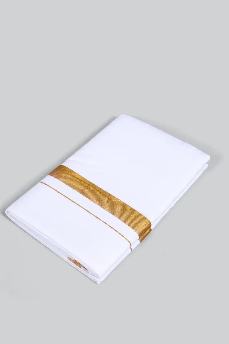 Gold Zari Border Cotton Dhoti for Men