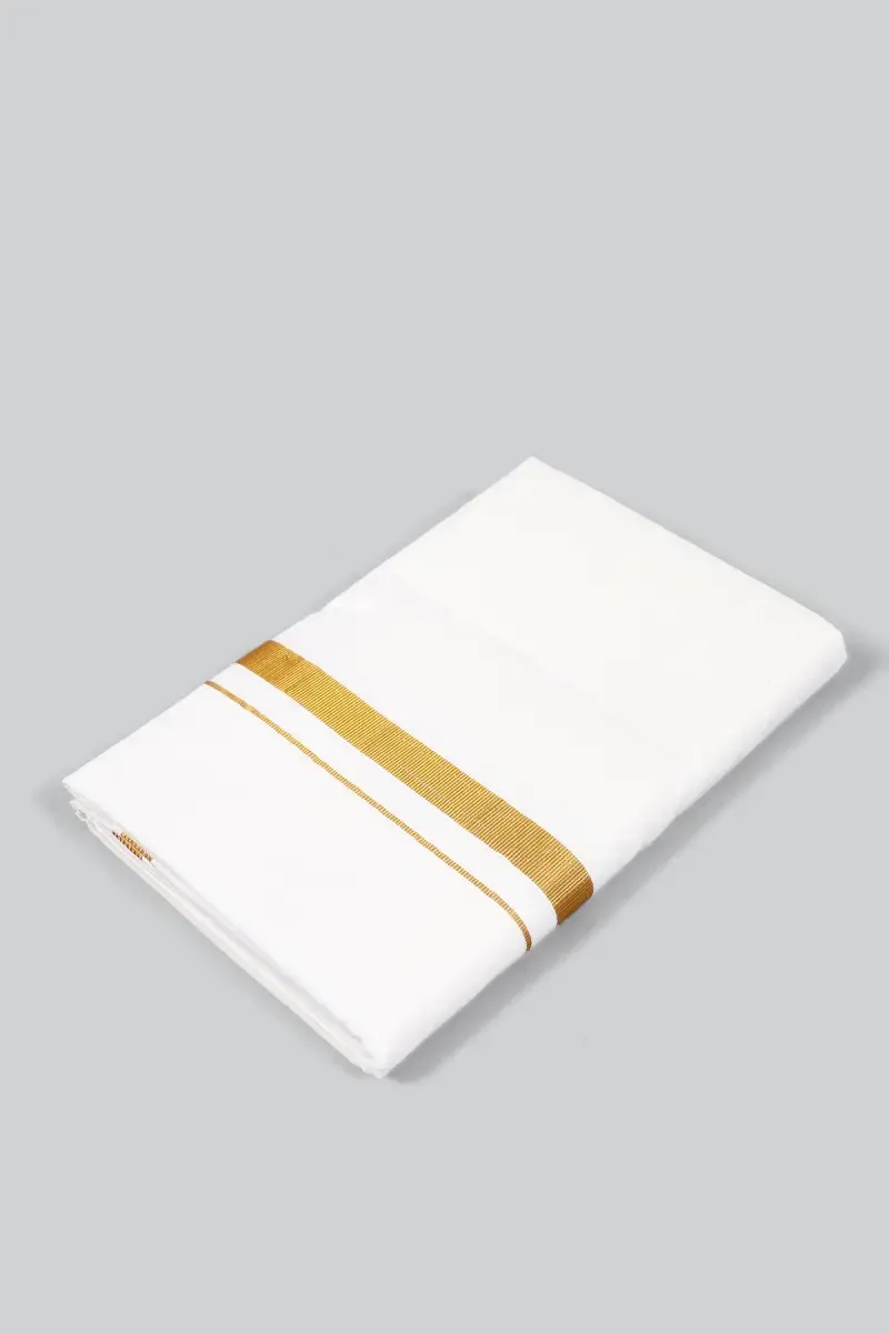 Men's Cotton Solid Dhoti with Zari Border
