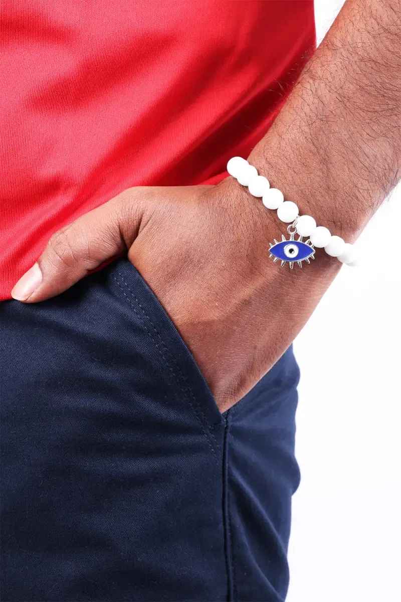 Evil Eye Charm Beaded Bracelet for Men