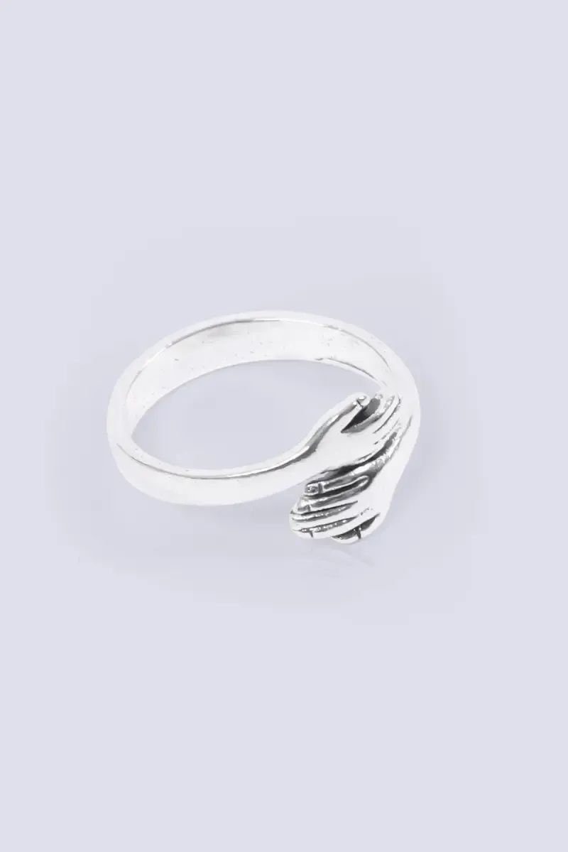 Silver Plated Hug Adjustable Ring for Unisex