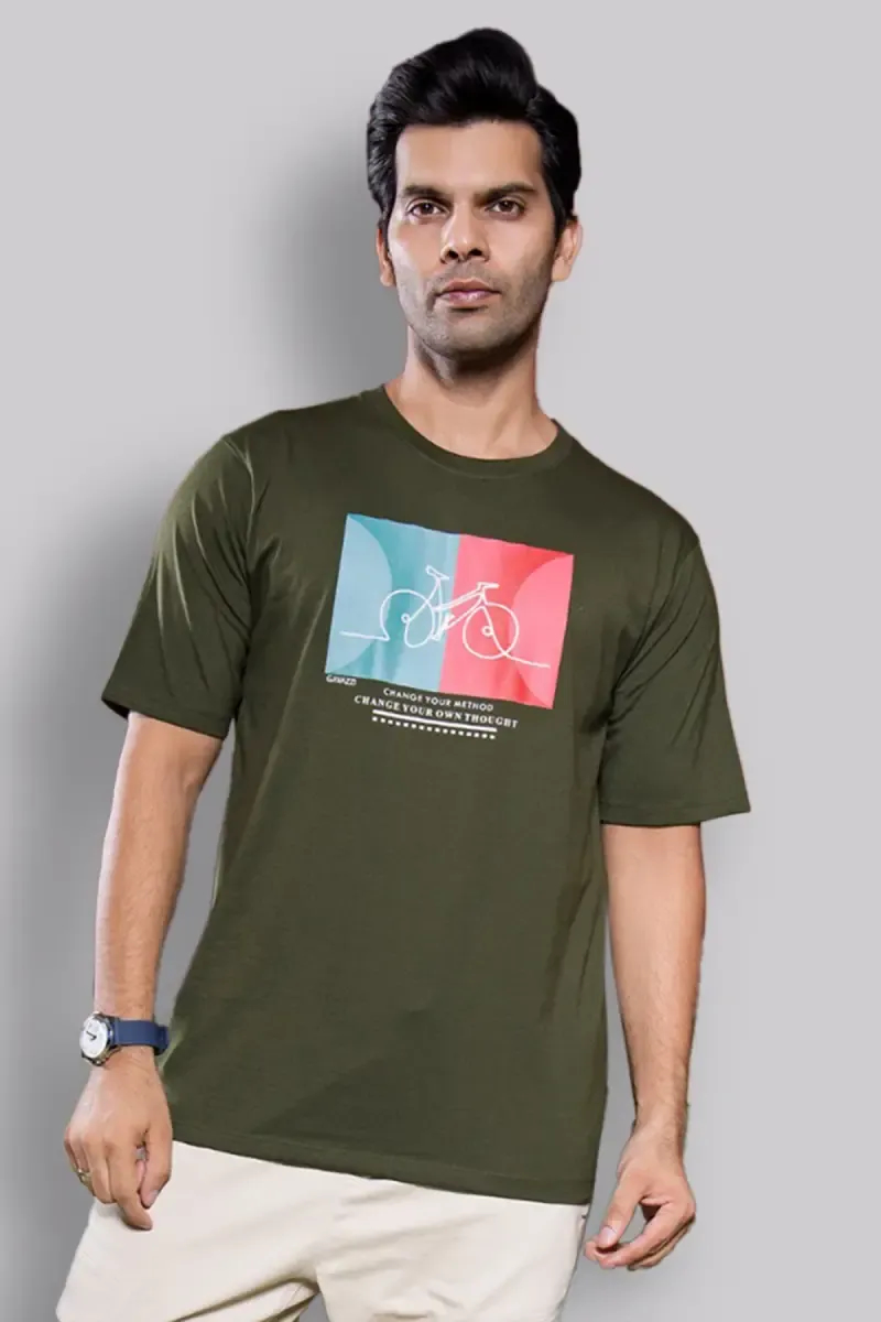 Cotton Printed Round Neck T-shirt for Men